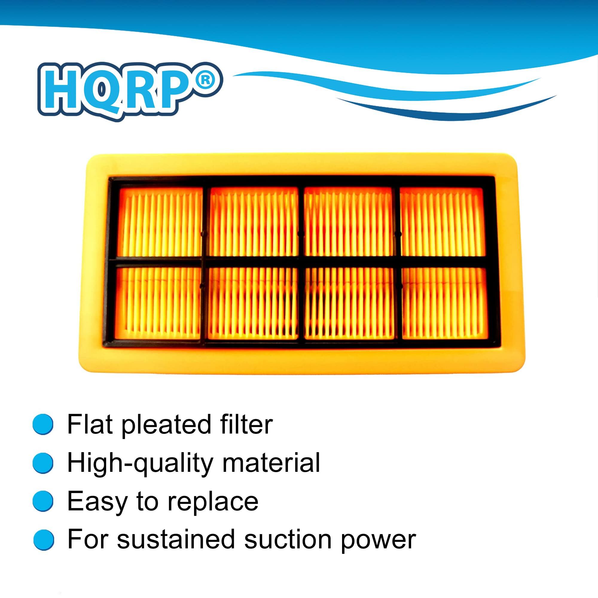 HQRP Flat pleated filter  
High-quality material  
Easy to replace  
For sustained suction power