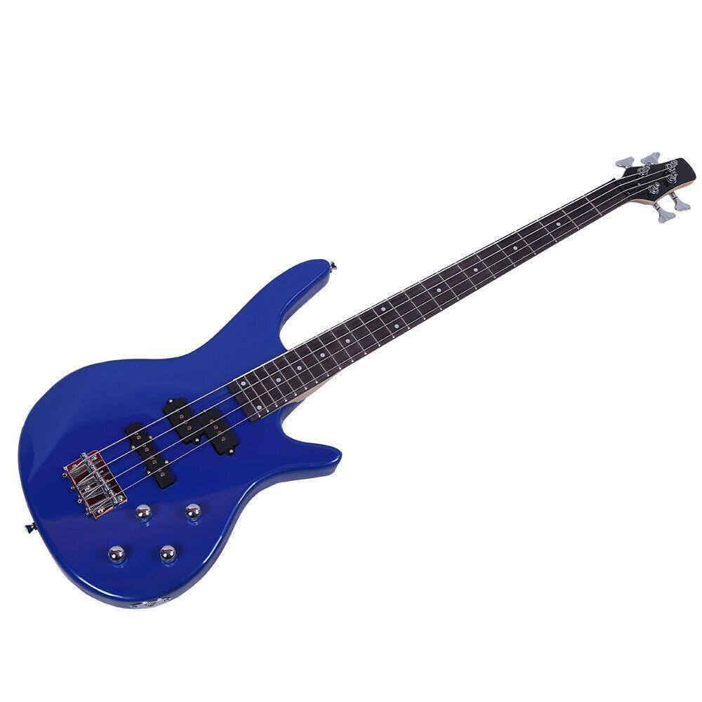 Angle. Winado - 4 String Electric Bass Guitar, Full Size Standard Right Handed Rosewood Fingerboard Beginner Kit with Cable Wrench Tool.