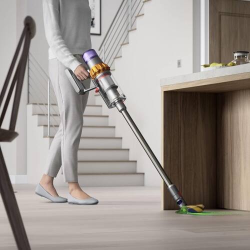 Back. Dyson - V15 Detect Total Clean Extra Cordless Vacuum - Yellow.