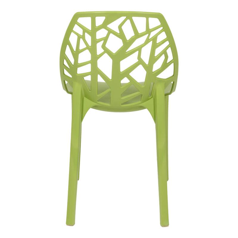 Alt View 1. LeisureMod - Cornelia Modern Stackable Accent Dining Chair with Cut Out Backrest Design for Dining Rooms or Patios - Solid Green.