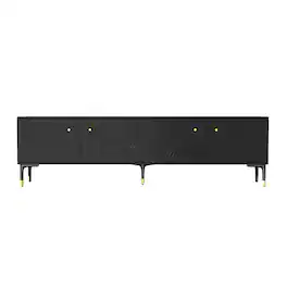 Famapy - Retro - Modern TV Stand: Press - Open Doors & Patterned Flair - Black