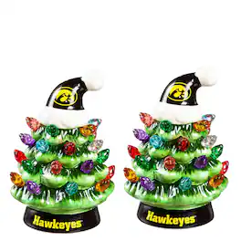 Evergreen Enterprises - Iowa Hawkeyes 2-Pack 4" Ceramic LED Christmas Tree Set - Multicolor