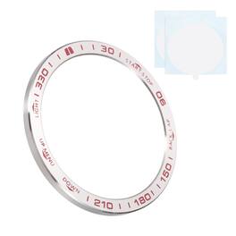 Unique Bargains - 51mm Stainless Steel Bezel Ring Adhesive Bumper Cover Protective Case for Garmin Fenix 8 Solar - Silver/Red