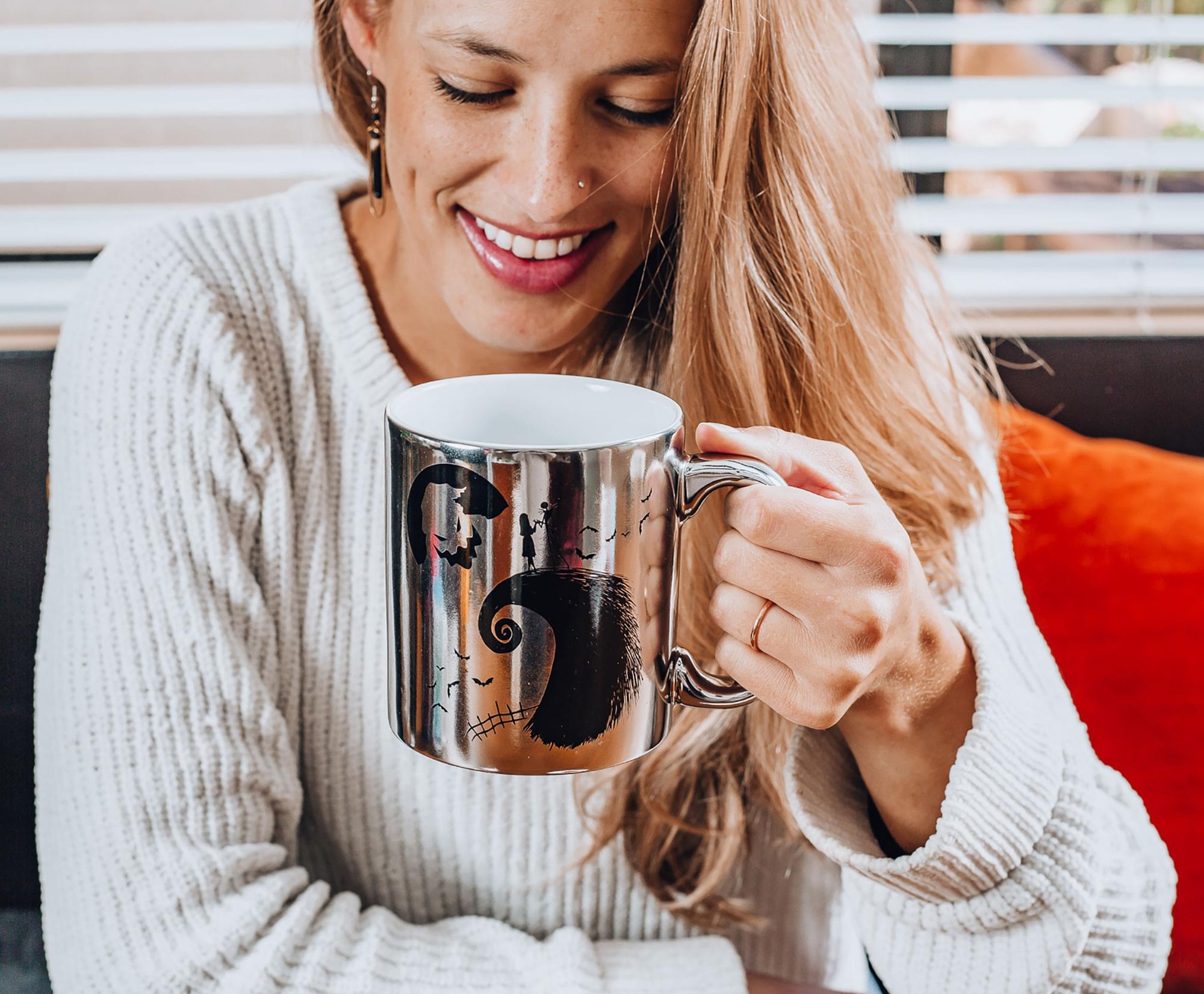 Alt View 3. Disney - Nightmare Before Christmas Silver Electroplate Ceramic Mug | Holds 20 Ounces - Silver.