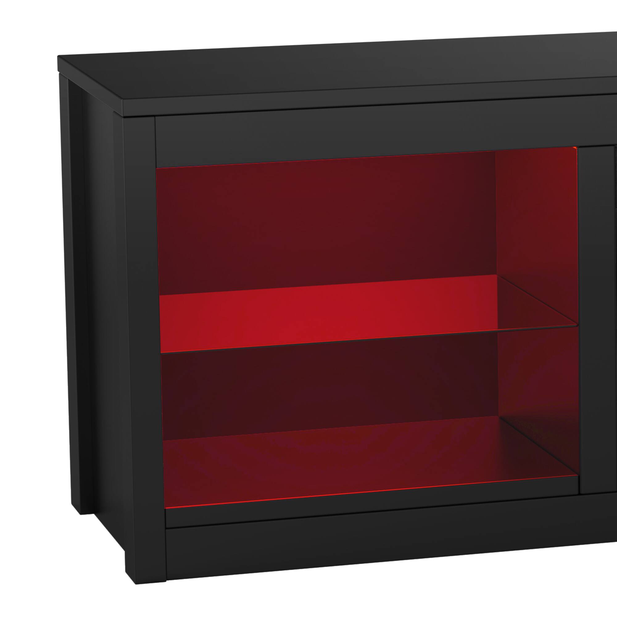 Alt View 10. Ihomeadore - 66" TV Stand with 23" Insert Electric Fireplace and Open Storage Shelves Media Console for TVs up to 75" - Black.