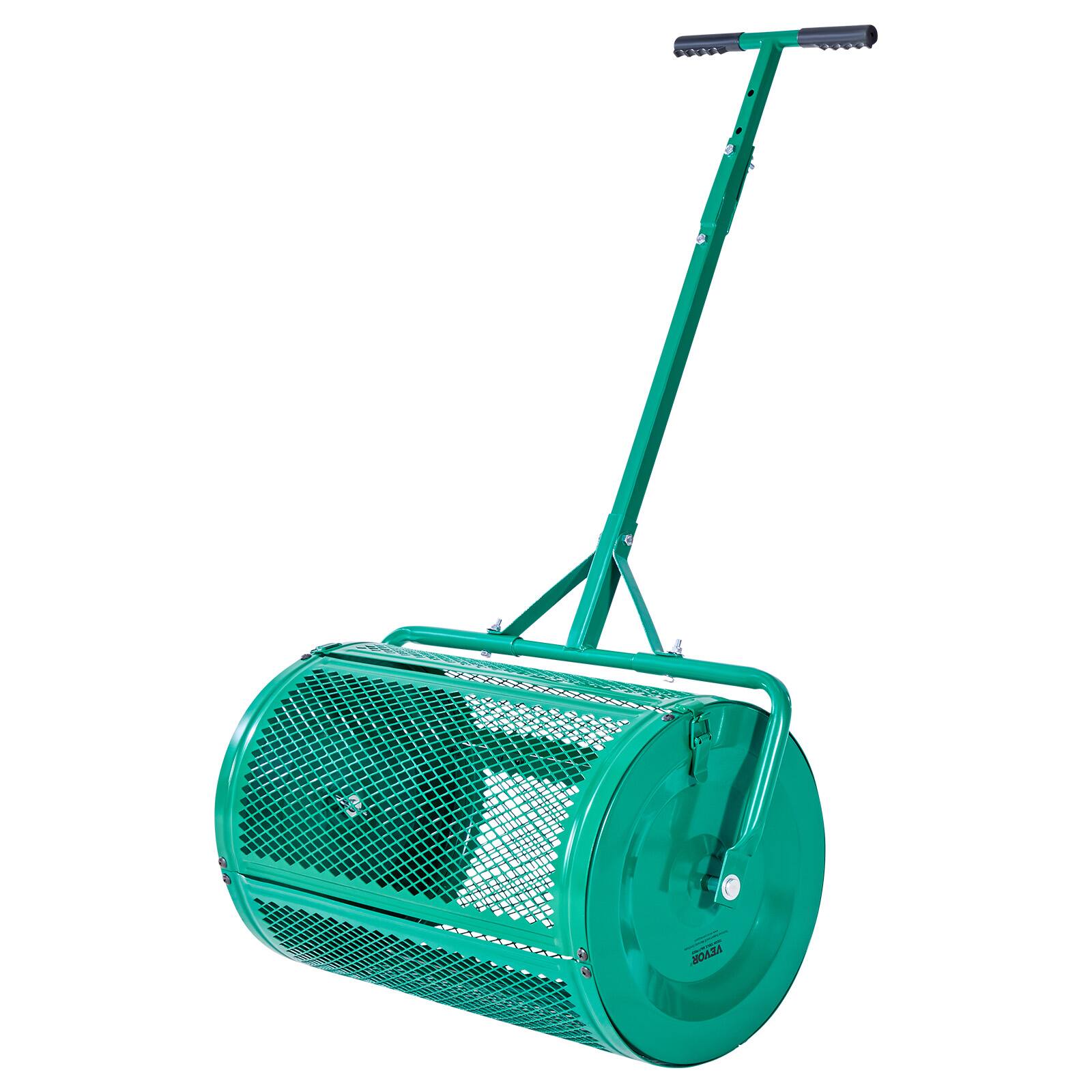 Alt View 5. VEVOR - Compost Spreader, 24 in Wide Peat Moss Spreader with Push/Tow Handle, 4 Heights Adjustable, Powder-Coated Steel Garden - Green.