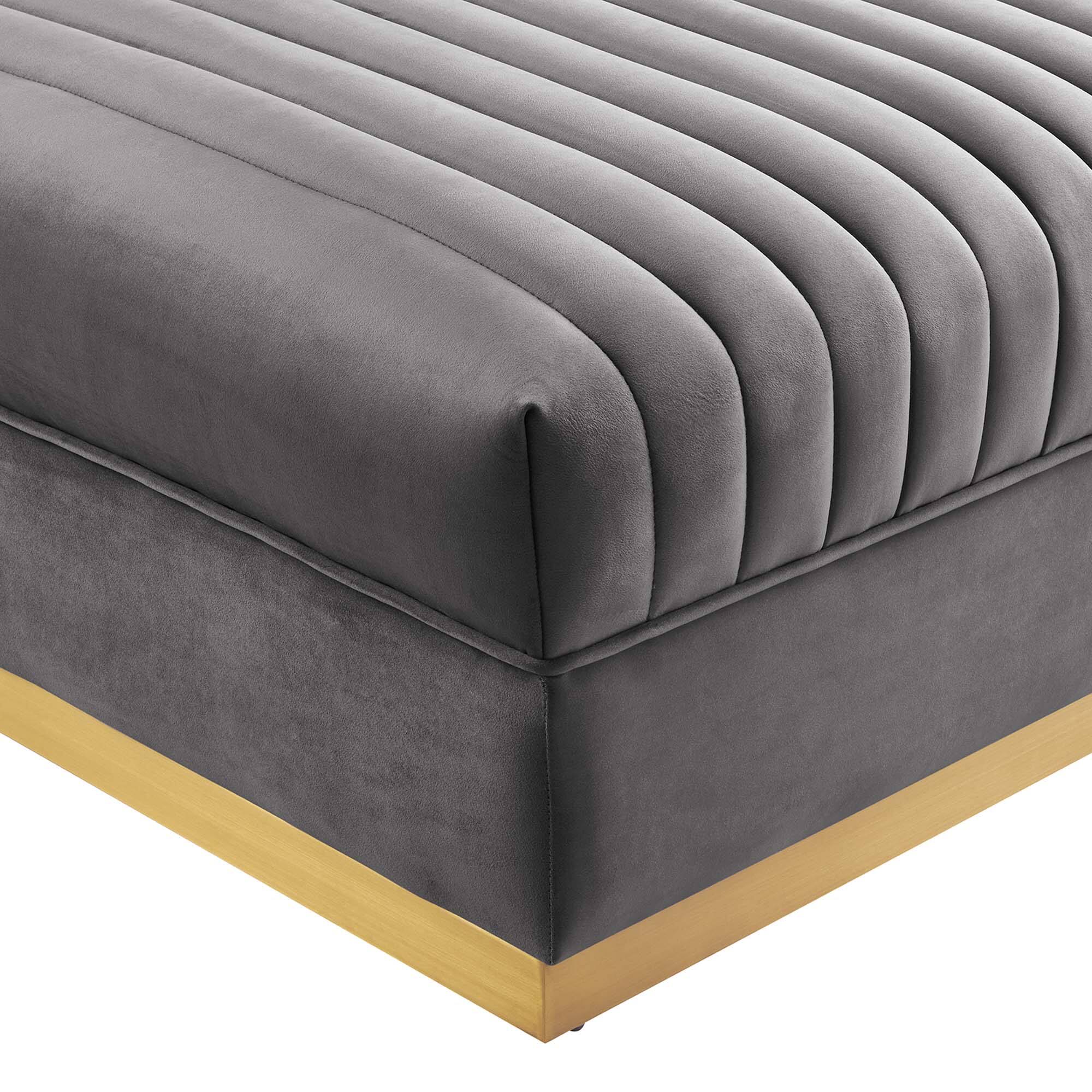 Back. Modway - Sanguine Channel Tufted Performance Velvet Modular Sectional Sofa Ottoman by Modway - Gray.