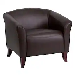 Emma + Oliver - LeatherSoft Living Room/Reception Chair with Cherry Wood Feet - Brown