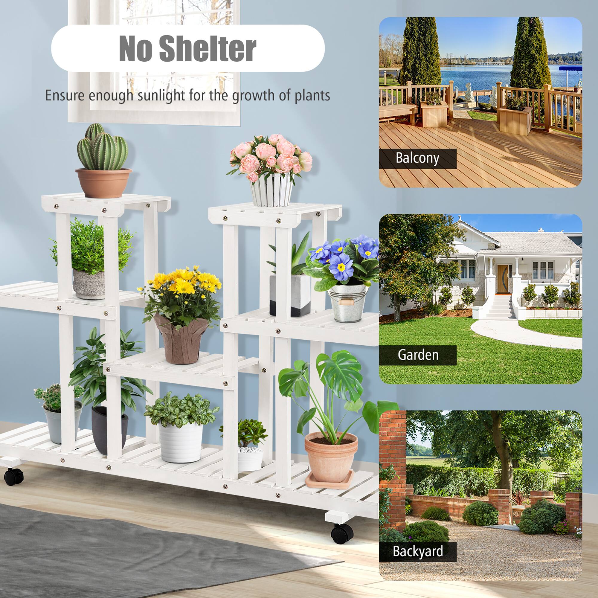 No Shelter Ensure enough sunlight for the growth of plants Balcony - Garden Backyard