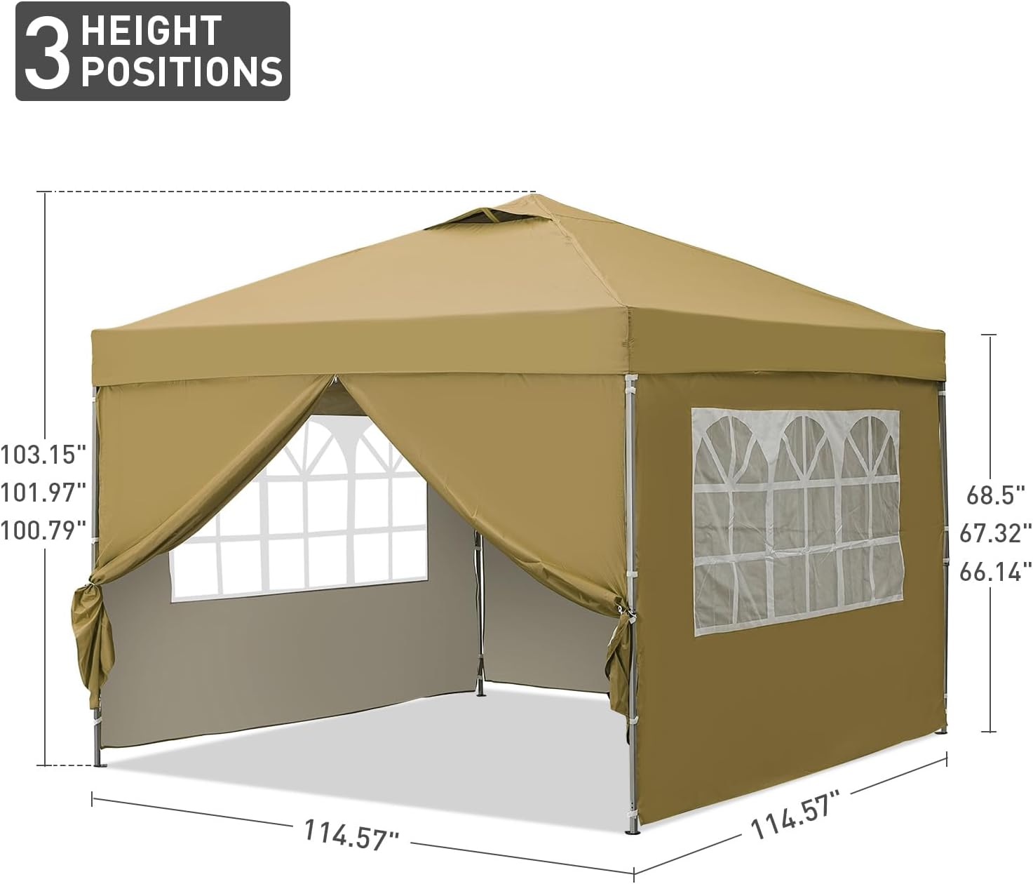 HEIGHT POSITIONS 103.15" 101.97" 100.79" 68.5" 67.32" 66.14" 114.57" 114.57"