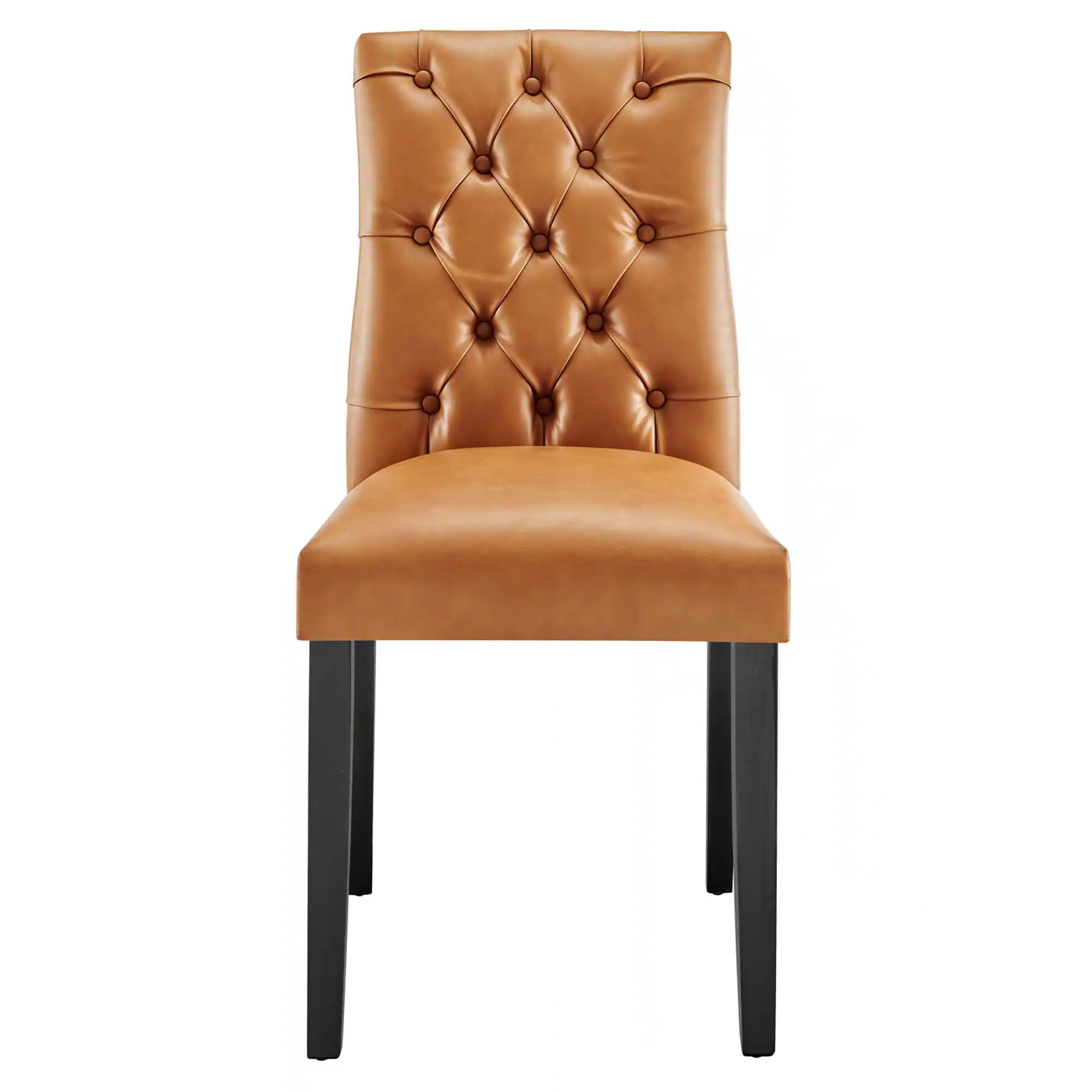 Alt View 1. Modway - Duchess Button Tufted Vegan Leather Dining Chair by Modway - Brown.