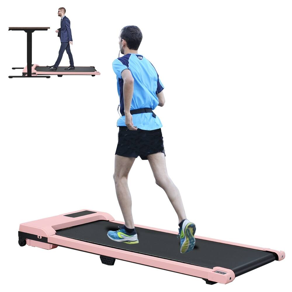 Angle. Loheer - Loheer Pink Walking Pad 3 in 1 Portable Treadmill with Quiet Brushless Motor Under Desk Compact Home Office Workout - Pink.