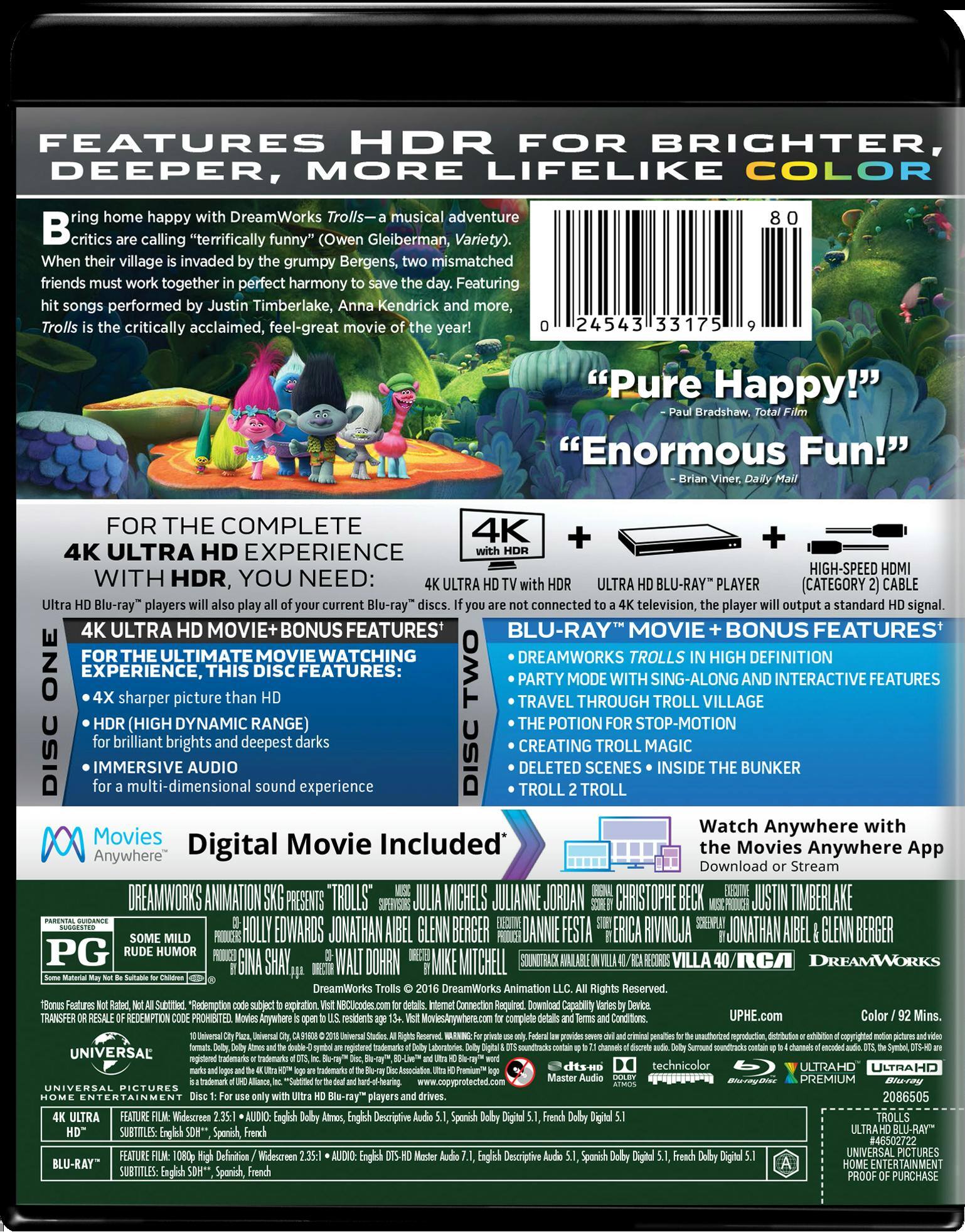 Angle. Trolls (4K Ultra HD + Blu-ray + Digital HD) [UHD].