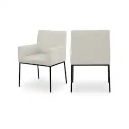 Meridian Furniture - Reeves Cream Chenille Fabric Dining Chair, Set of 2 - Beige