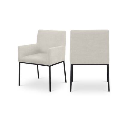 Front. Meridian Furniture - Reeves Cream Chenille Fabric Dining Chair, Set of 2 - Beige.