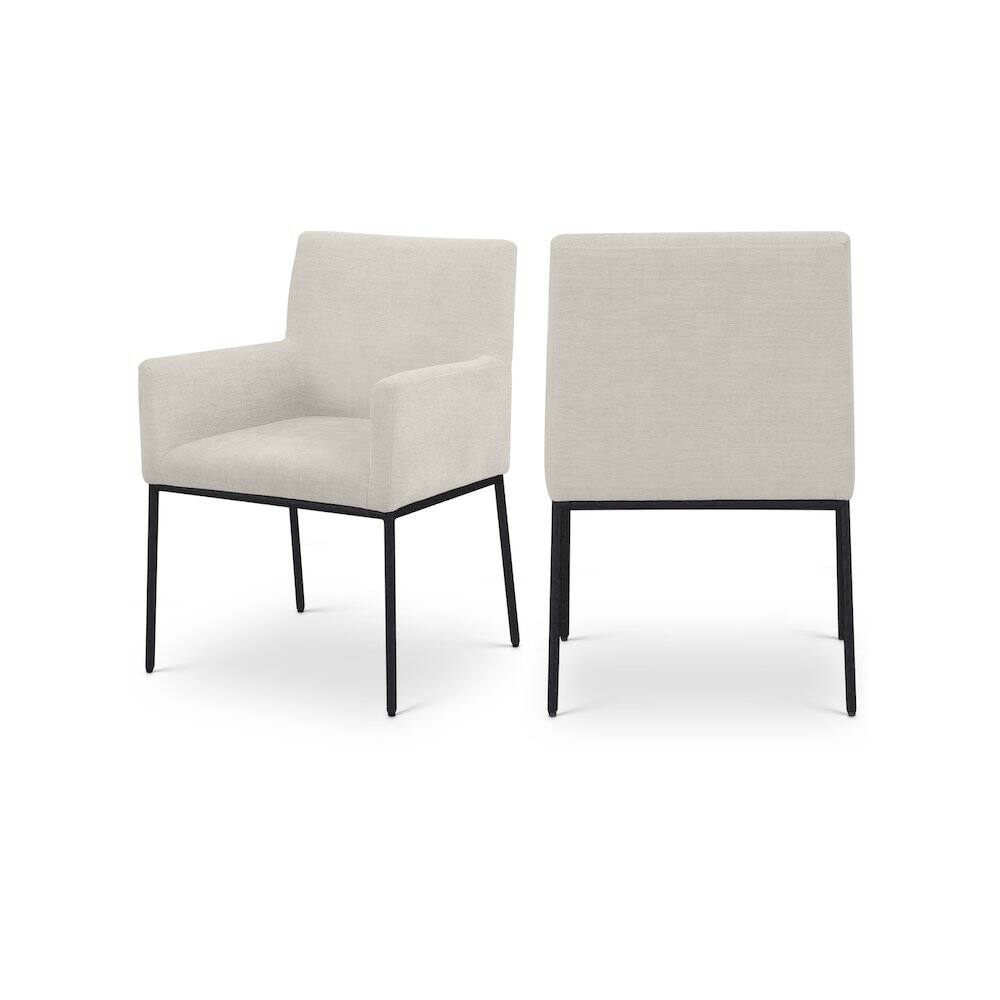 Front. Meridian Furniture - Reeves Cream Chenille Fabric Dining Chair, Set of 2 - Beige.