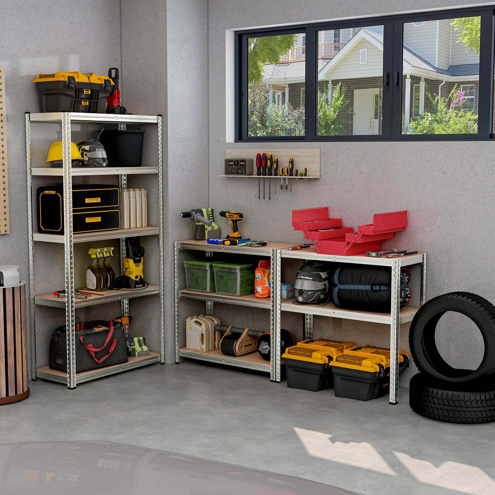 Alt View 3. Costway - Costway 2 PCS 5 Tier Adjustable Garage Shelving Unit with 2000 lbs Max Load for Warehouse - Silver.