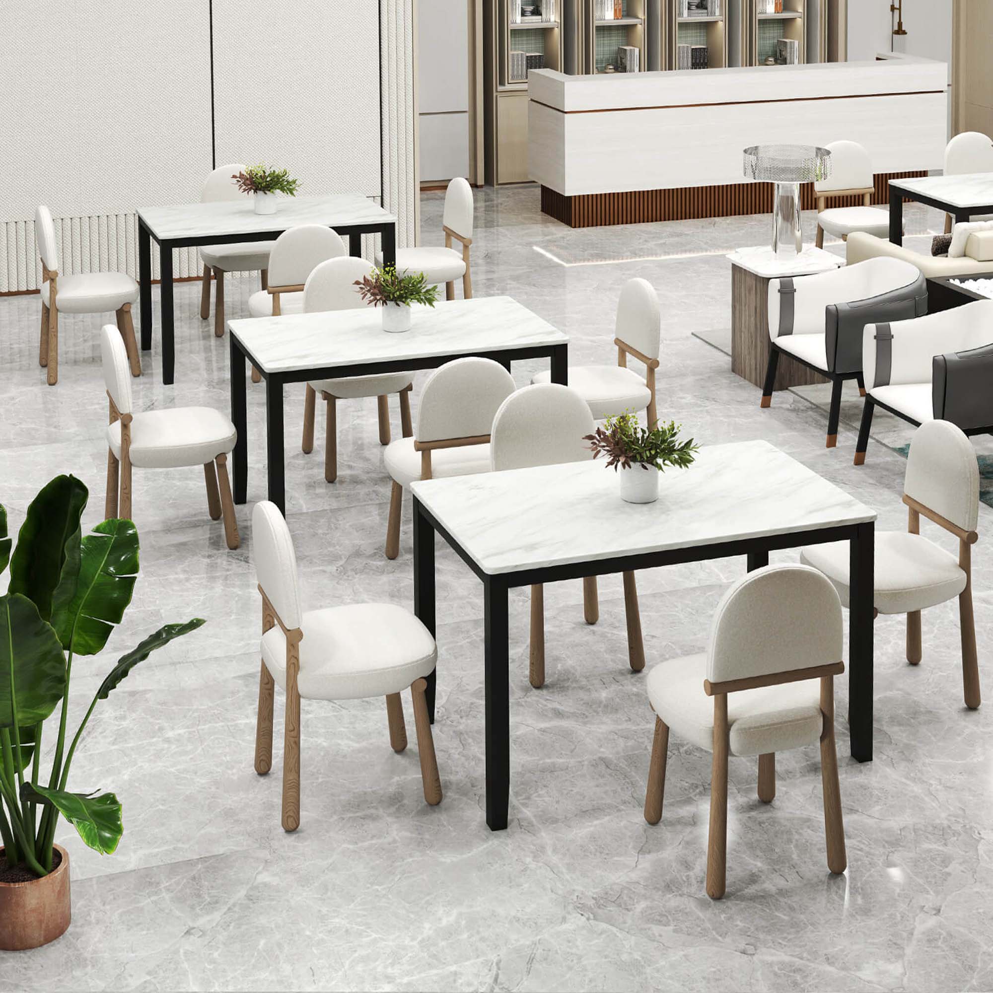 Alt View 1. Costway - Dining Table 45" Rectangular Mid Century Kitchen Table with Faux Marble Tabletop - White.