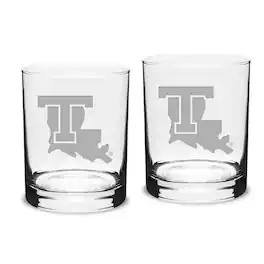 Jardine - Louisiana Tech Bulldogs 14oz. 2-Piece Classic Double Old-Fashioned Glass Set - Multicolor
