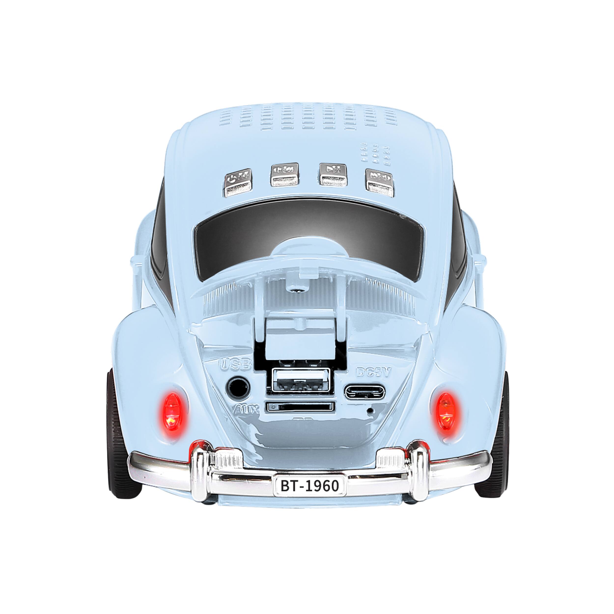 Alt View 15. QFX - Retro Car Portable Bluetooth Speaker with Bass Radiator and LED Lights - Blue.