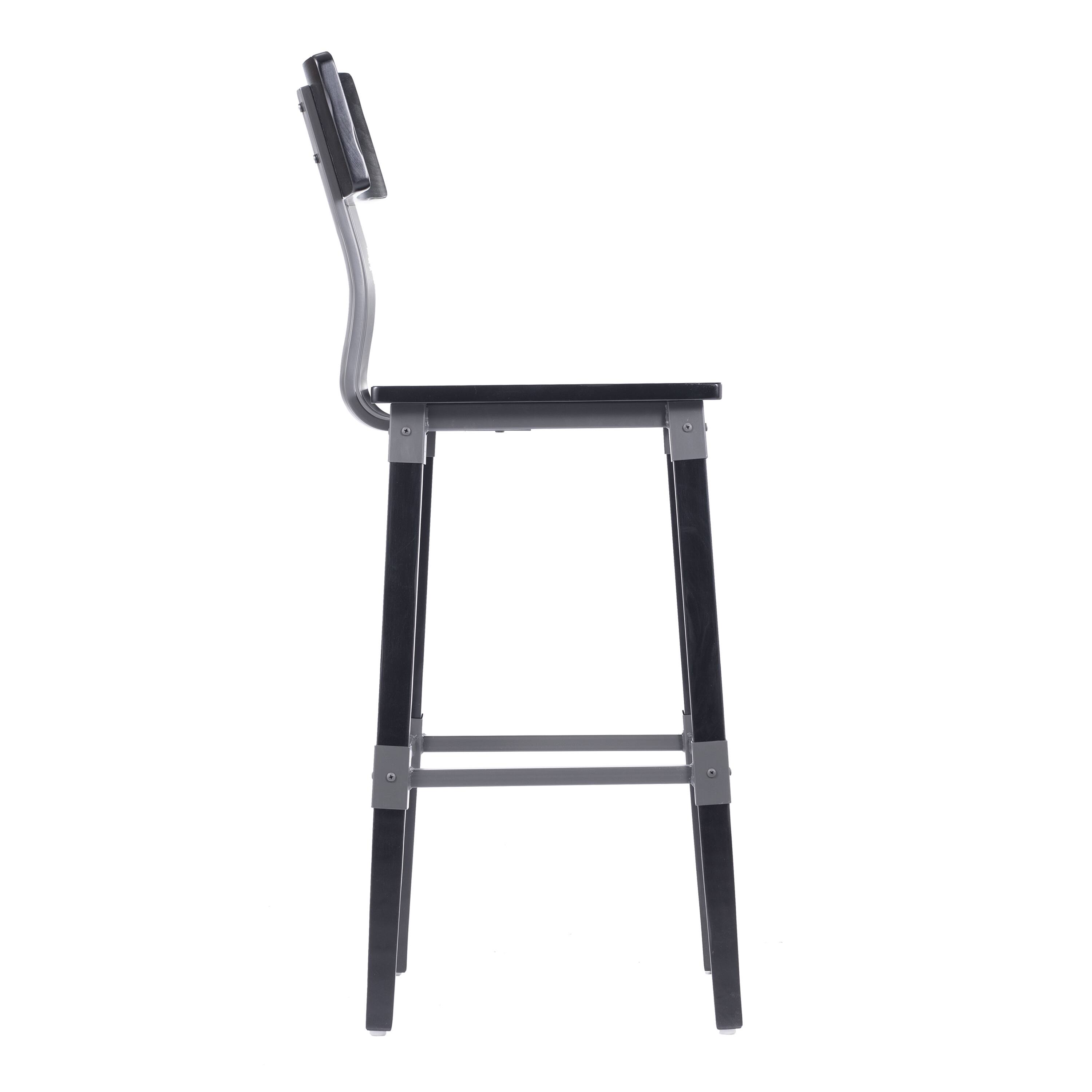 Left. Flash Furniture - Jackson 2 Pack Commercial Grade Rustic Black Industrial Wood Dining Barstool - Black.