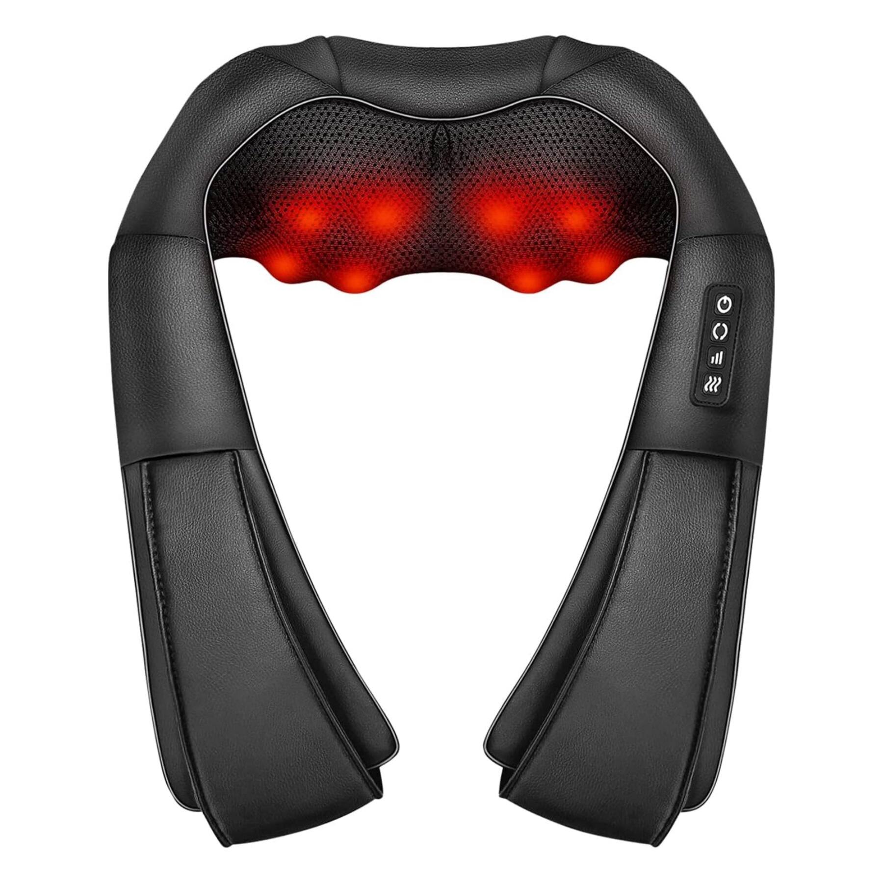 Front. Dazzed Corner - Neck Massager with Heat, 3D Shiatsu Deep Tissue Kneading for Neck & Back - Black.