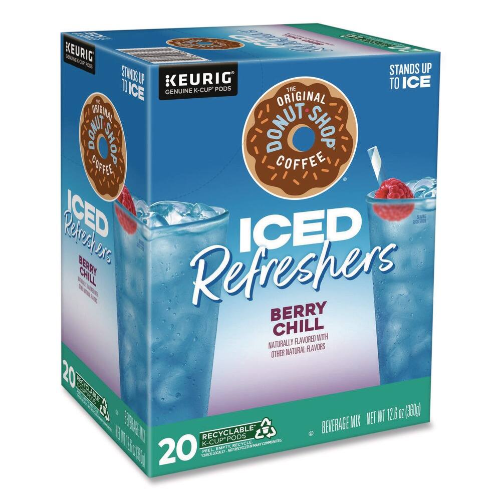 KEURIG 2 SORINLAC NC PO0 STANDS UP TO ICE KEURIG ICE 10 PODS THE TO ICE GENUINE K-CUP ORIGINAL DONUT SHOP COFFEE ICED Refreshers BERRY CHILL WITH NATURALLY FLAVORED OTHER 20 BSTLARE MIX NET WT 12.6 OZ (360g) RECYCLABLE BEVERAGE 18 K-CUP*PODS RECYCLE PEEL CHECKLOCALLY 0150