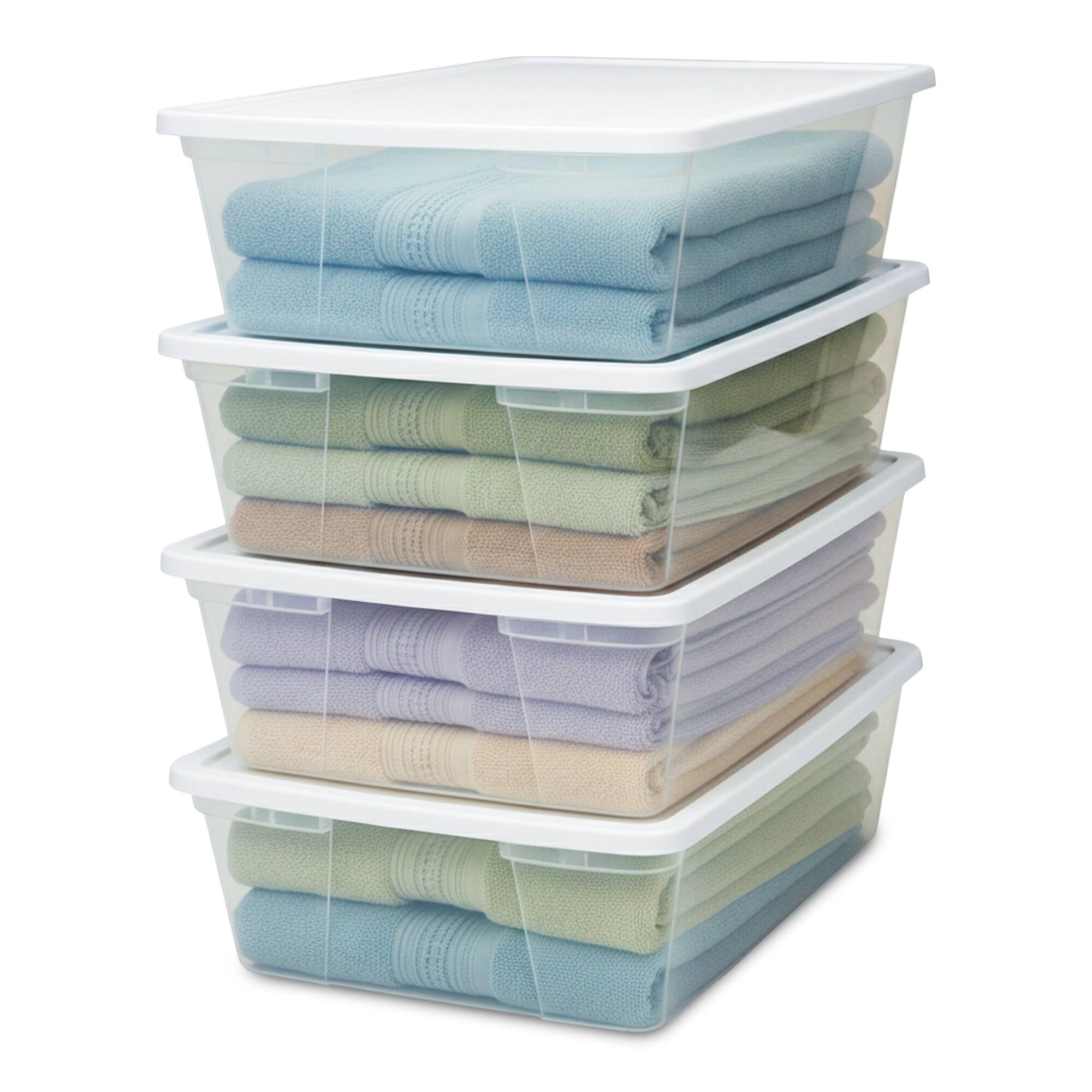 Alt View 1. Homz - Homz Snaplock 41 Qt Stackable Plastic Storage Container w/Latching Lid (4 Pack) - Clear with White Lid.
