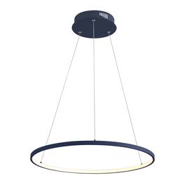 Jonathan Y - Brice 23.75" Modern Contemporary Metal Round Dimmable Integrated LED Pendant - Navy