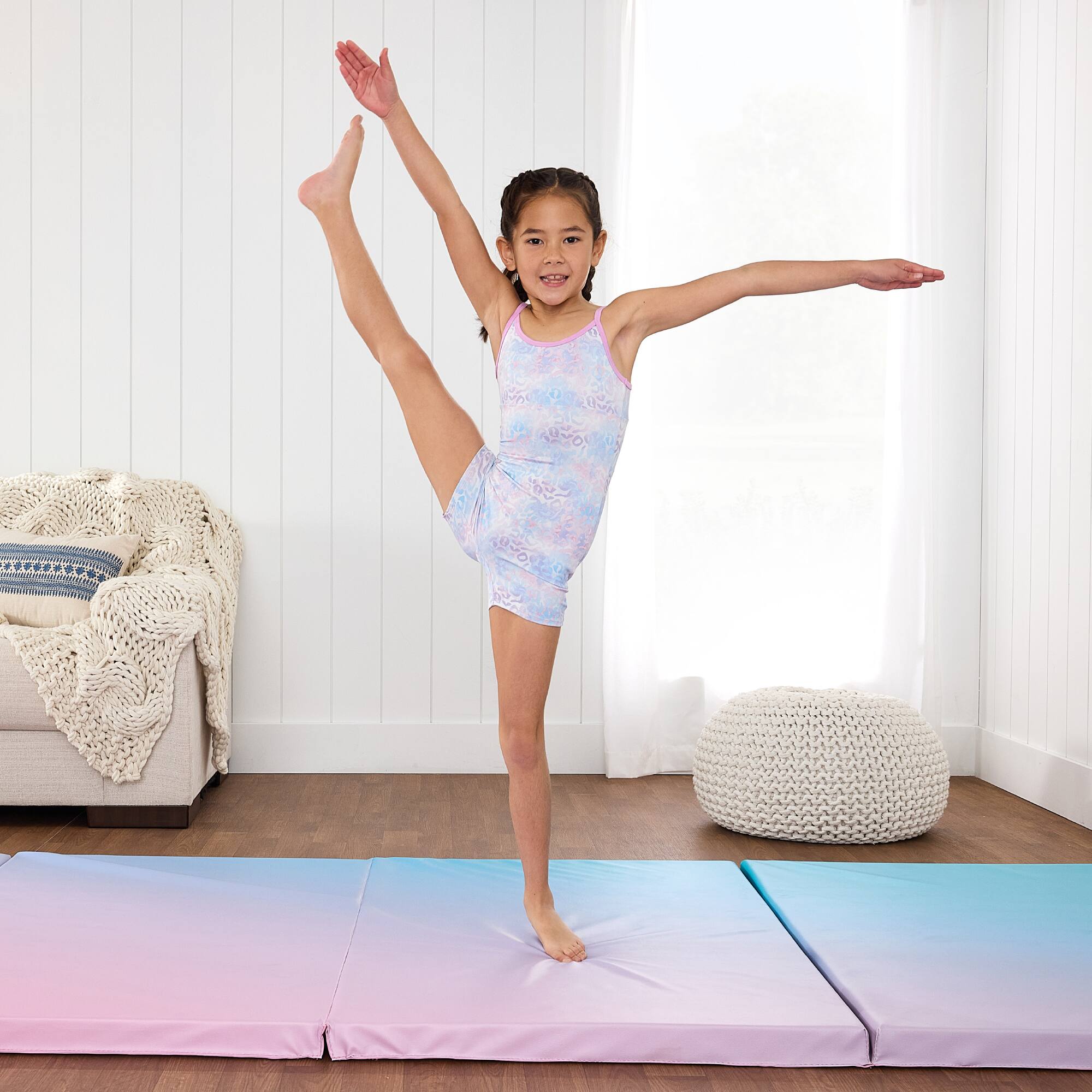 Alt View 1. Best Choice Products - Best Choice Products 10ftx4ftx2in Folding Gym Mat 4-Panel Gymnastics Workout Floor Mats w/ Handles  Rainbow Ombre - Rainbow Ombre.