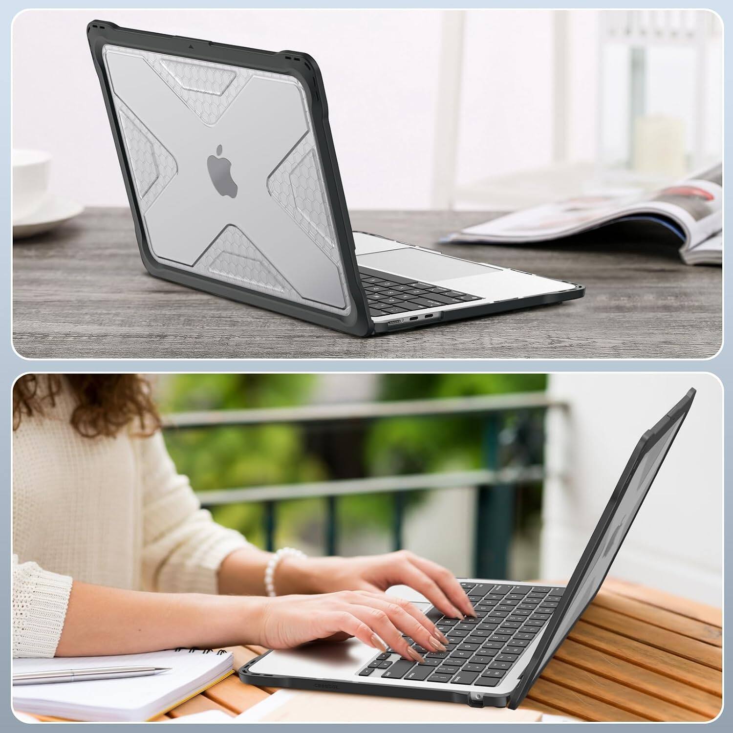 Alt View 4. Fintie - Rugged Case for MacBook Air 13 Inch A3449 A3240 A3113 A2681 (2022-2026 Release) TPU Bumper, Hard Shell Cover - Clear.