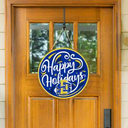 Evergreen Enterprises - South Dakota State Jackrabbits 18" Happy Holidays Wooden Round Door Sign - Multicolor