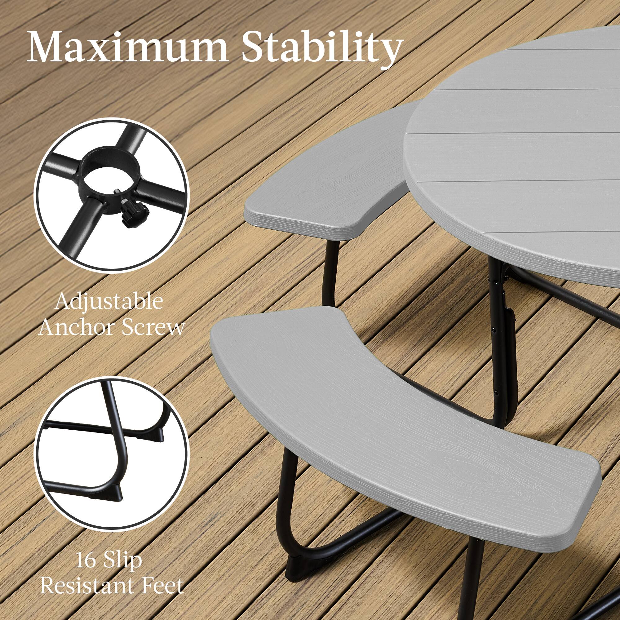 Maximum Stability

Adjustable Anchor Screw

16 Slip Resistant Feet