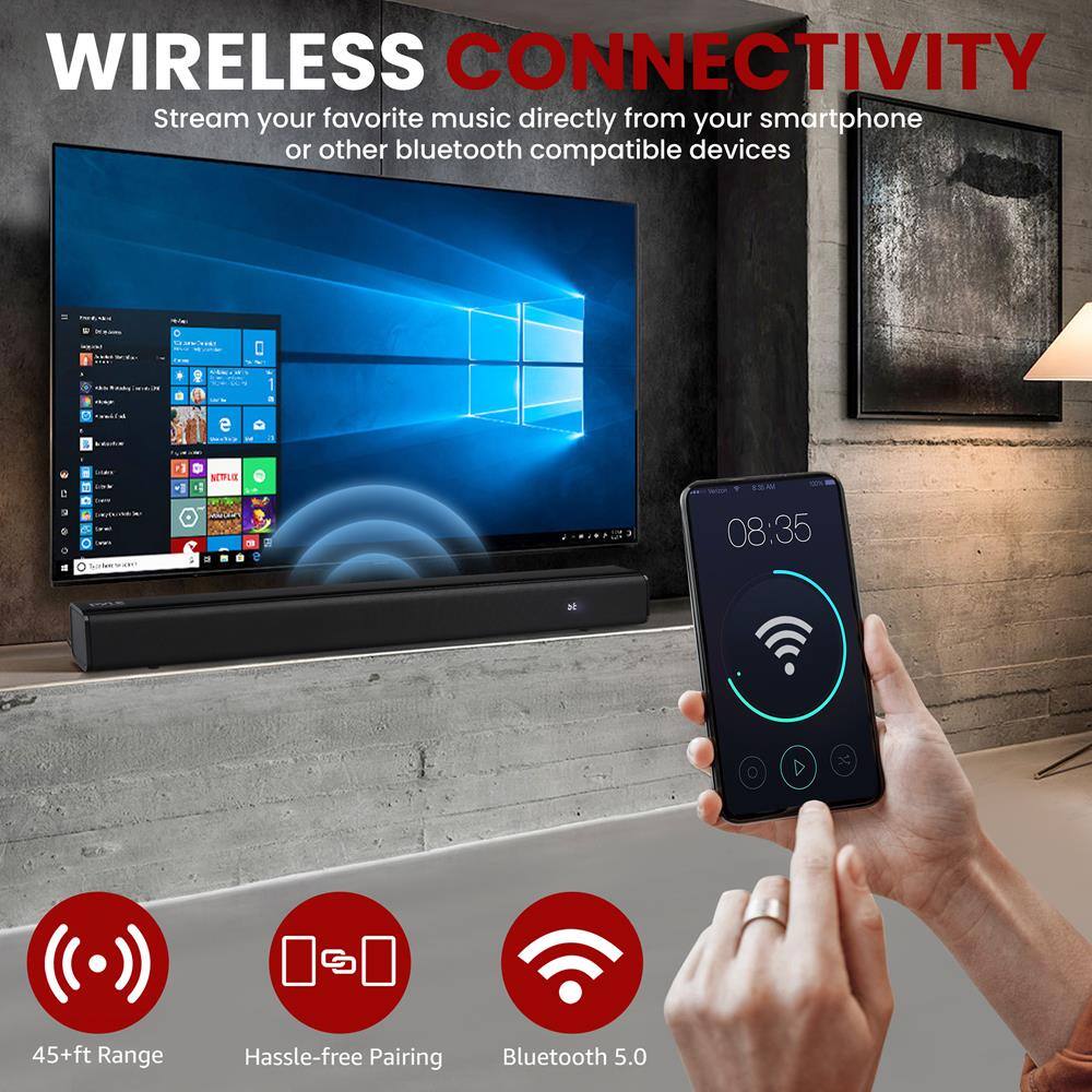 WIRELESS CONNECTIVITY
Stream your favorite music directly from your smartphone or other bluetooth compatible devices
45+ft Range
Hassle-free Pairing
Bluetooth 5.0