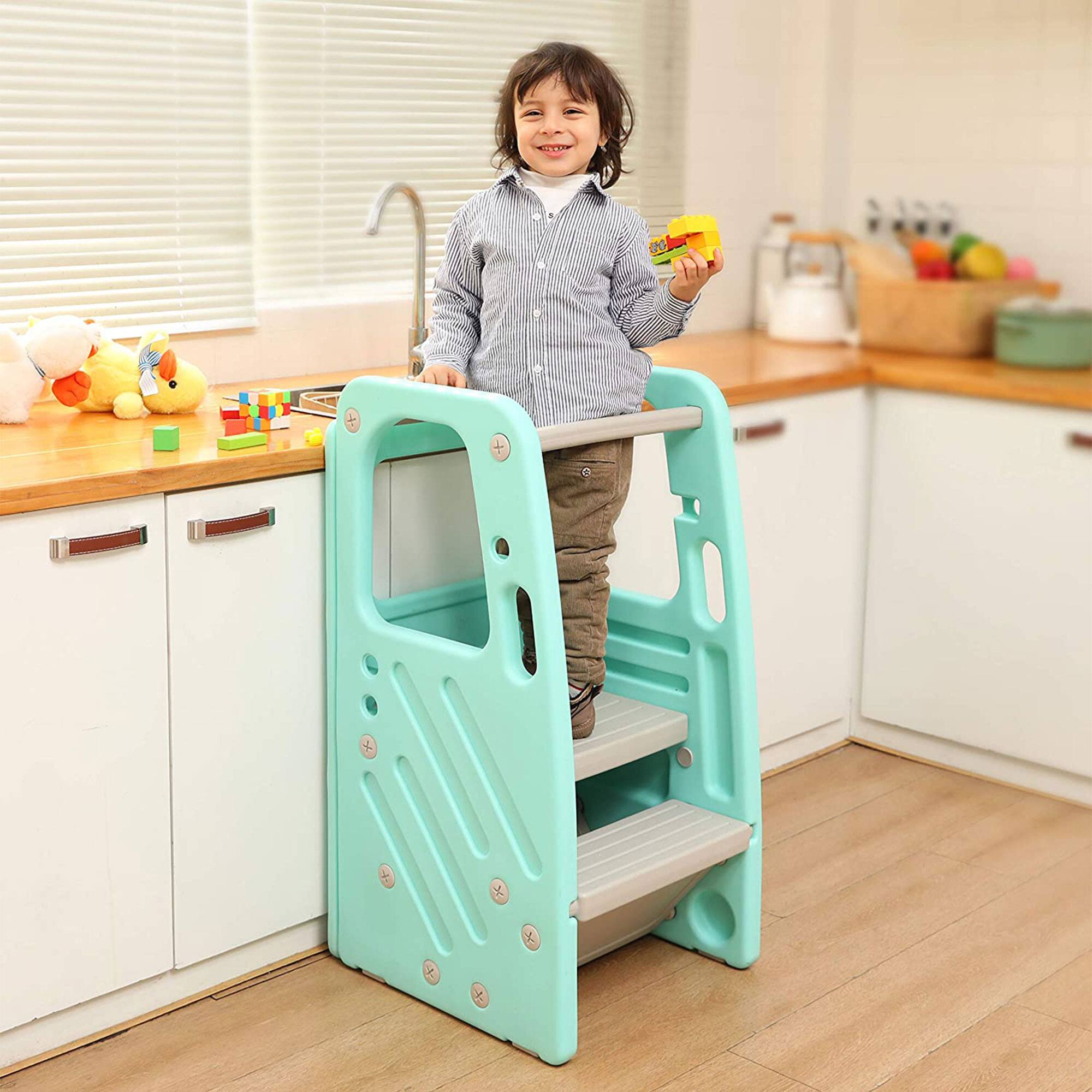 Alt View 10. SDADI - SDADI PLT01GN Children's Plastic Learning Stool with 3 Adjustable Heights, Green - Green.