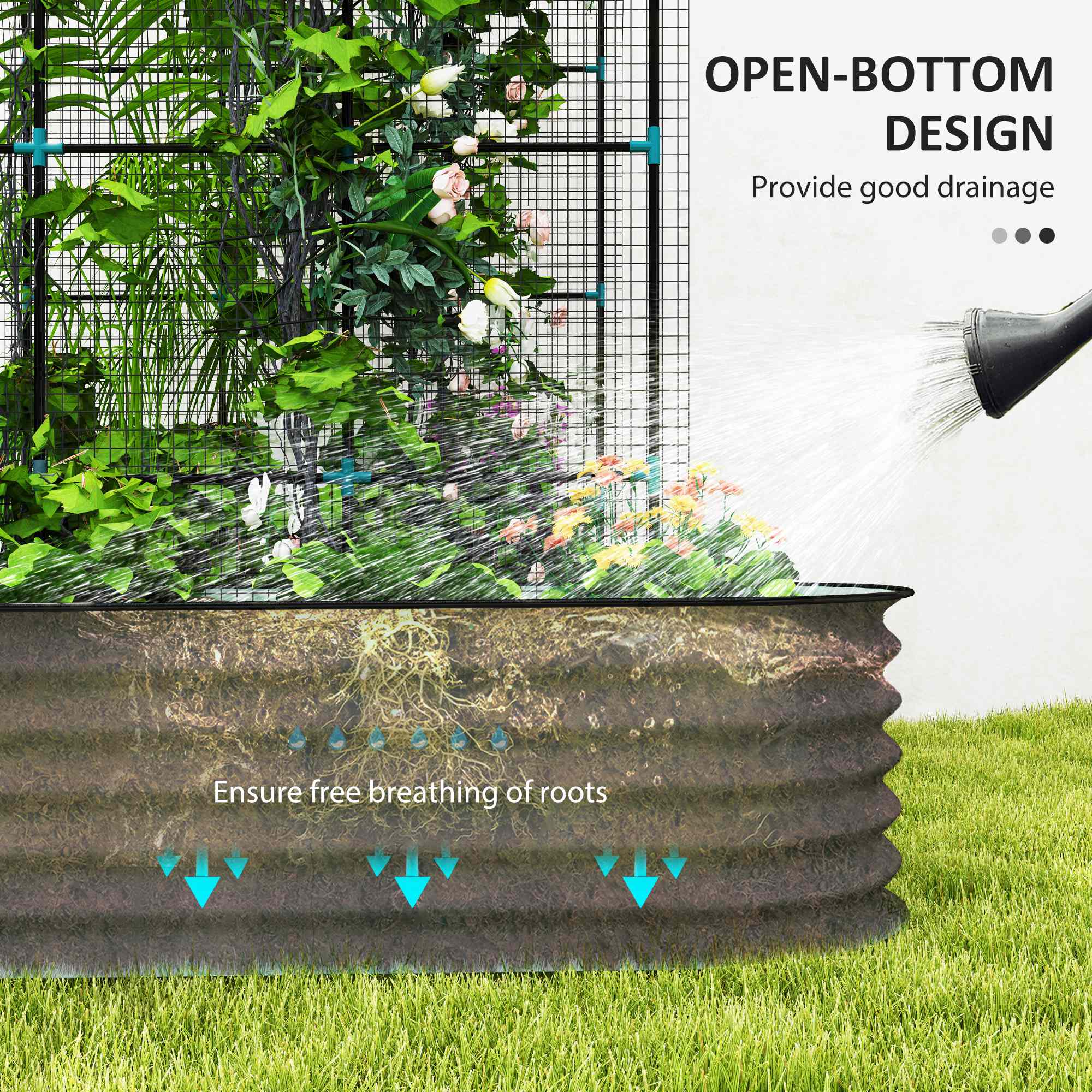 OPEN-BOTTOM DESIGN  
Provide good drainage  
Ensure free breathing of roots