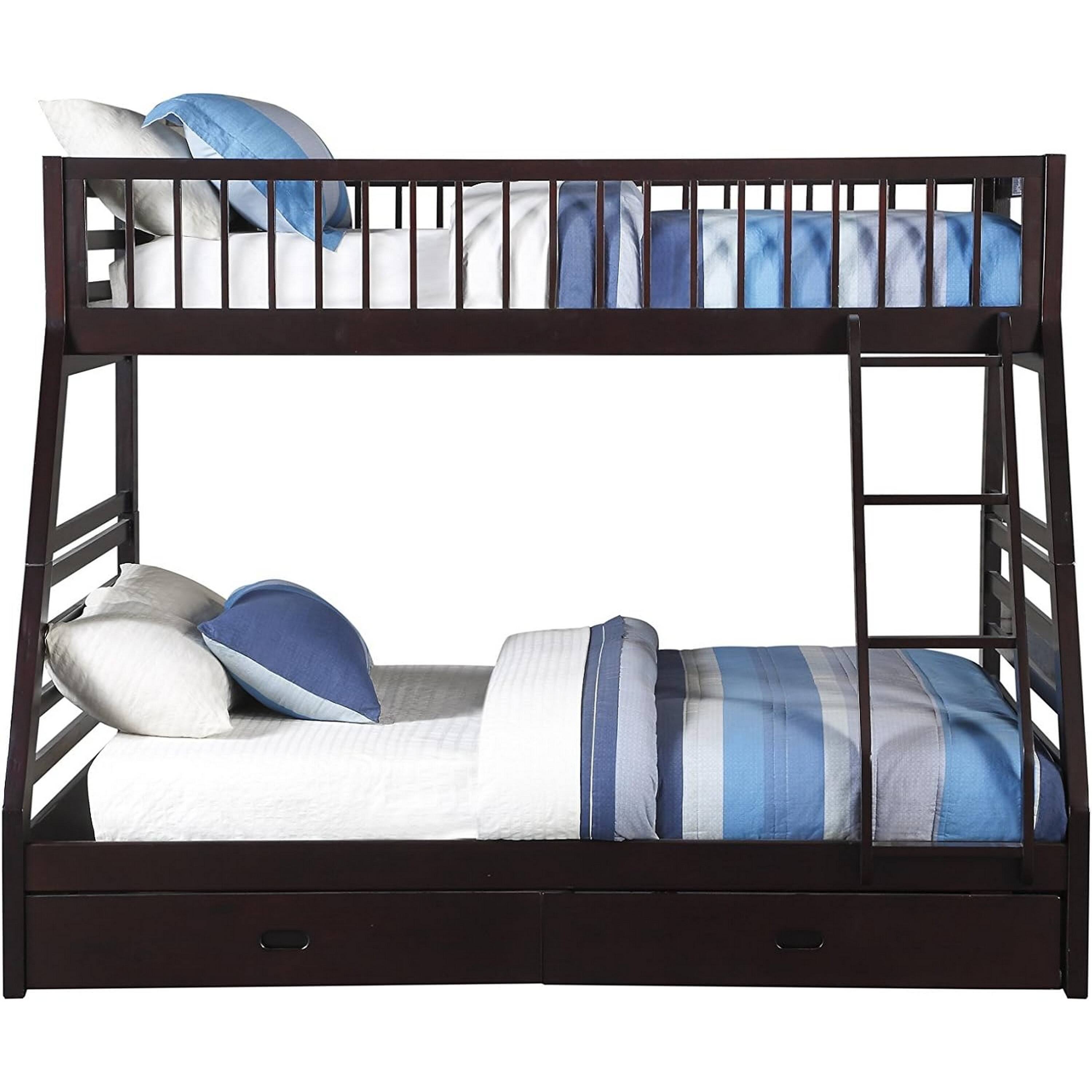 Alt View 1. Manhattan Lane - Wooden TwinXL/Queen Bunk Bed with Drawers - Brown.