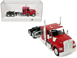 HO Logistics Replicas - Kenworth W990 with Flat Top Sleeper Cab Red 1/87 (HO) Scale Plastic Model Car by HO Logistics