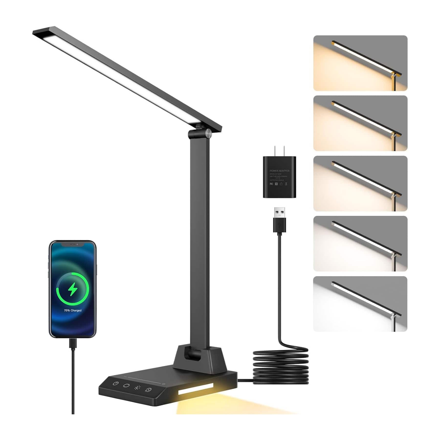 Dazzed Corner - LED Desk Lamp, Dimmable with USB-C Charging, 25 Modes - Black