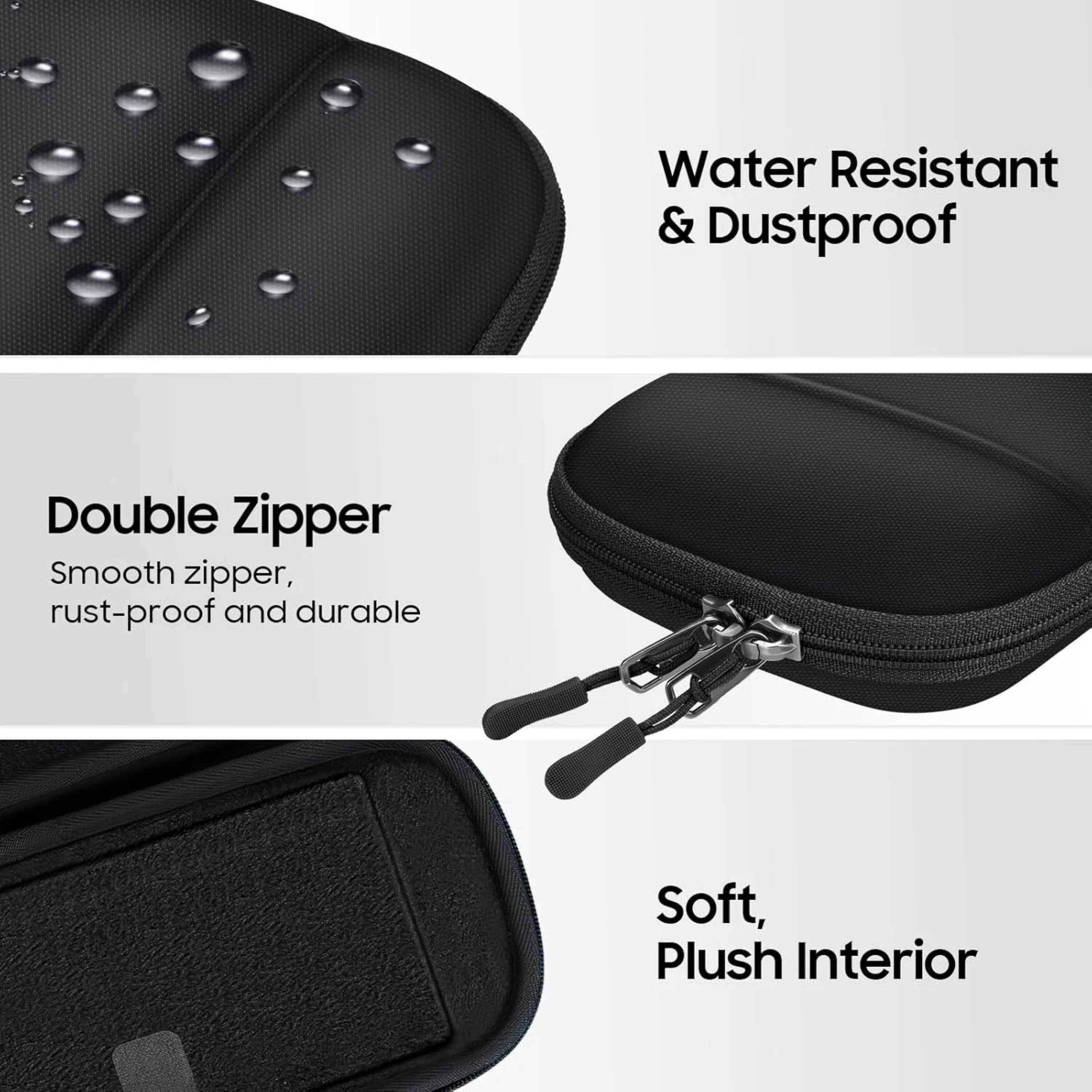 Water Resistant & Dustproof  
Double Zipper  
Smooth zipper, rust-proof and durable  
Soft, Plush Interior