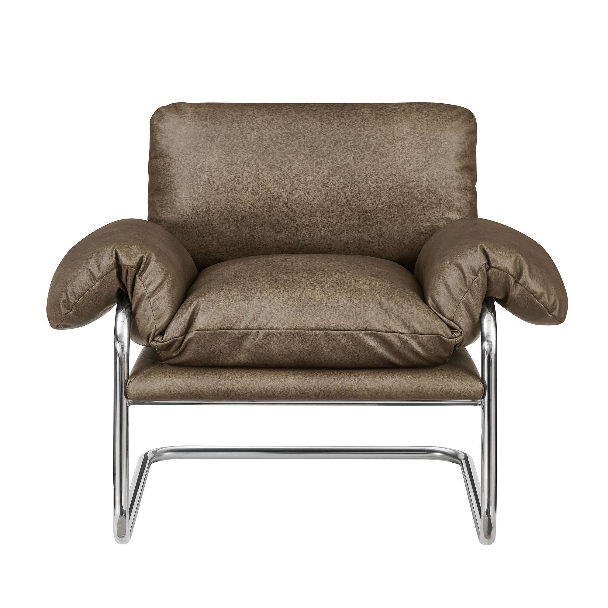 Alt View 4. Modway - Ansel Vegan Leather Accent Chair by Modway - Mushroom.