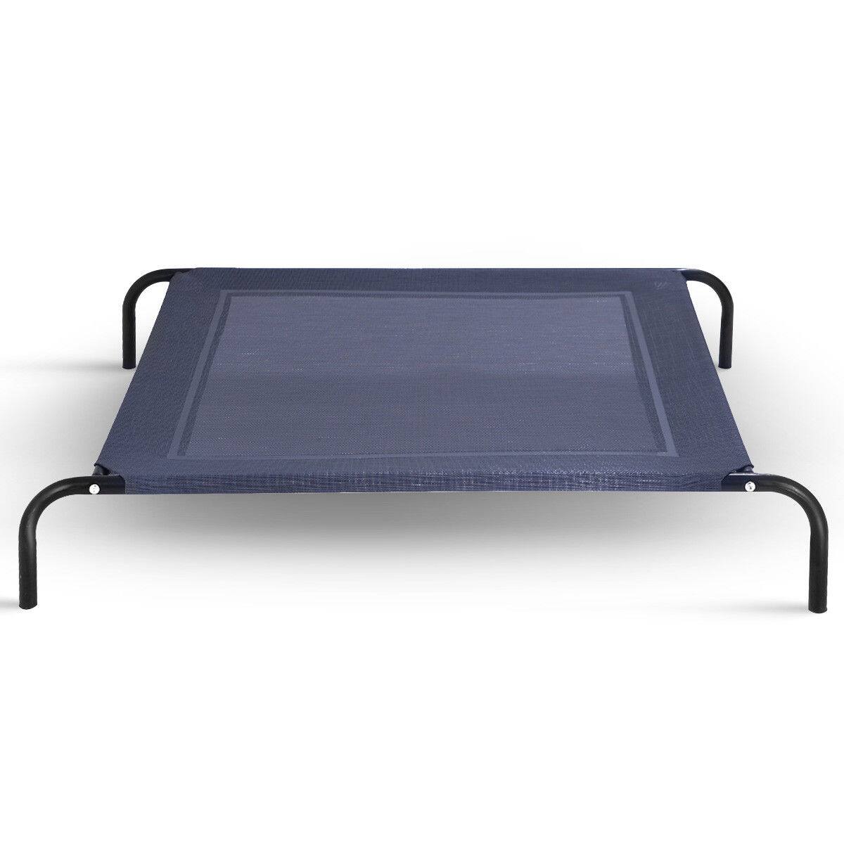 Front. Gymax - Gymax Large Dog Cat Bed Elevated Pet Cot Indoor Outdoor Camping Steel Frame Mat - Grey.