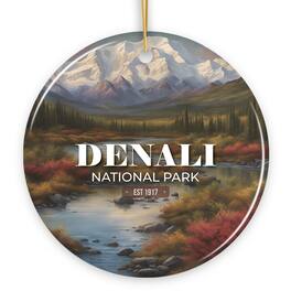 OrnamentallyYou - Denali National Park Retro Style Ornament Alaska USA Tourist Attraction and Gift - Multi-colored