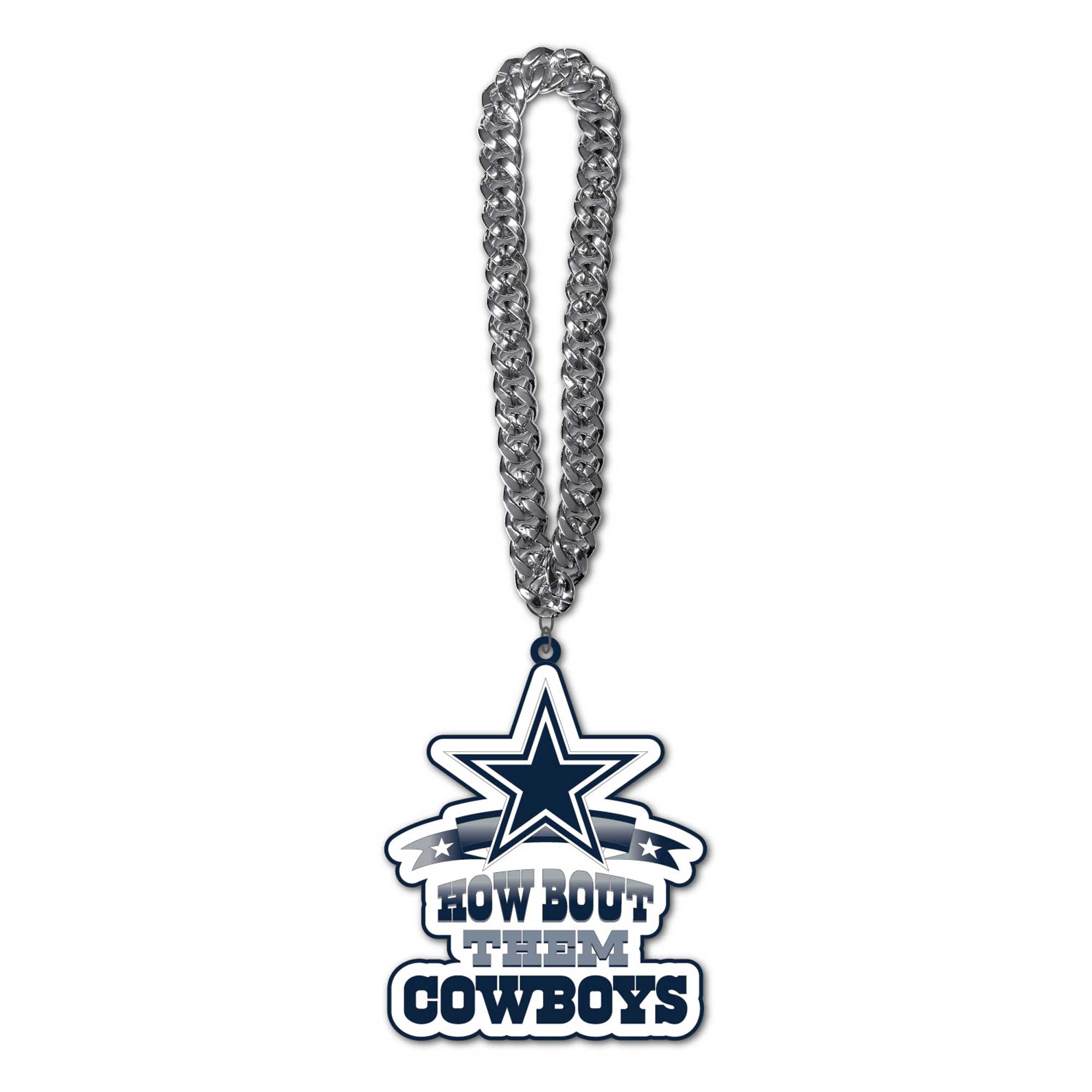 MOJO - Dallas Cowboys Slogan Fan Chain Necklace - Silver