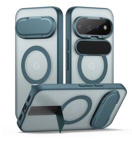 SURITCH - Case for Google Pixel 10/10 Pro/11/11 Pro Translucent Back Cover with Kickstand & Camera Cover, Compatible with Magsafe - Lake Green