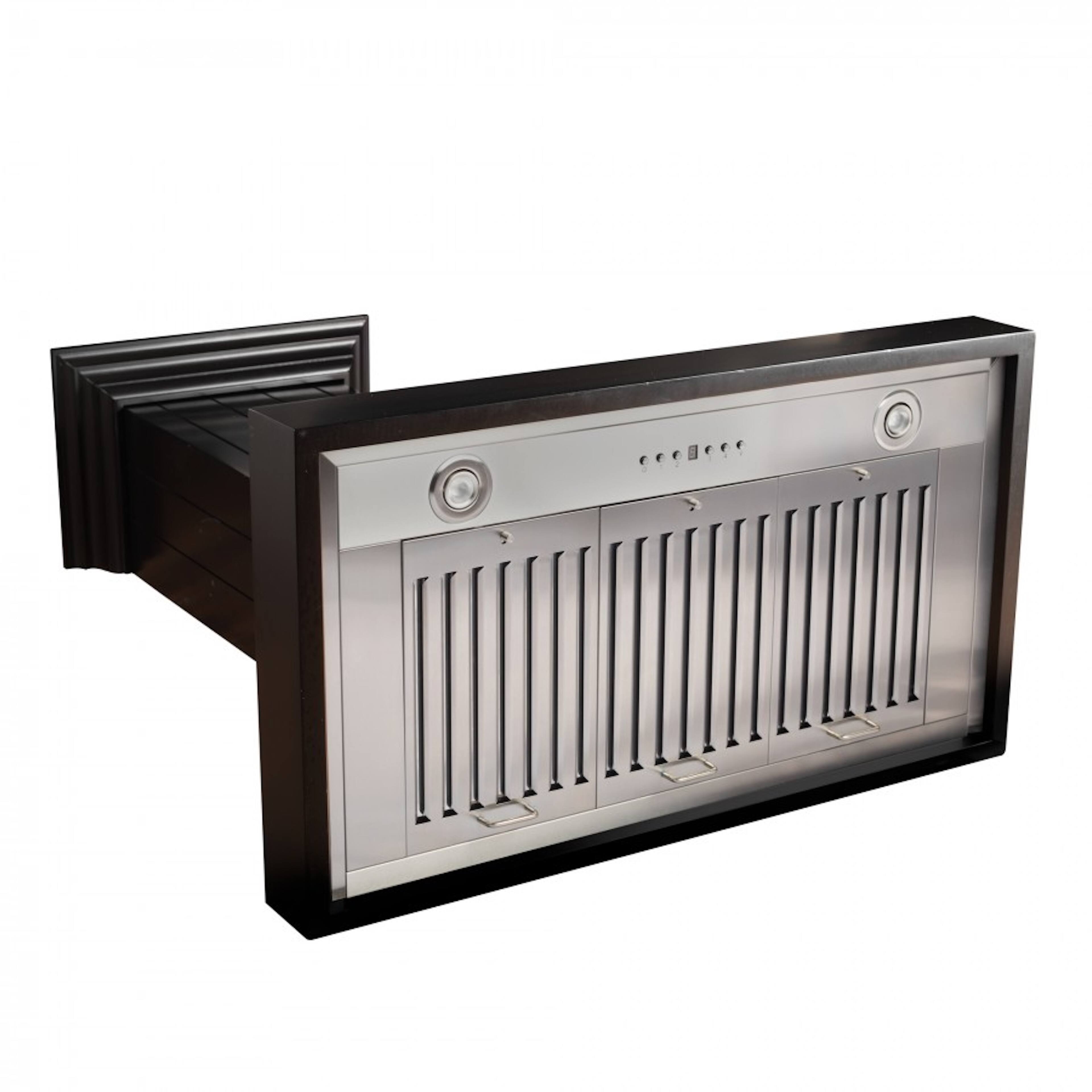 Alt View 1. ZLINE - 36" Wooden Convertible Vent Wall Mount Range Hood - Black.