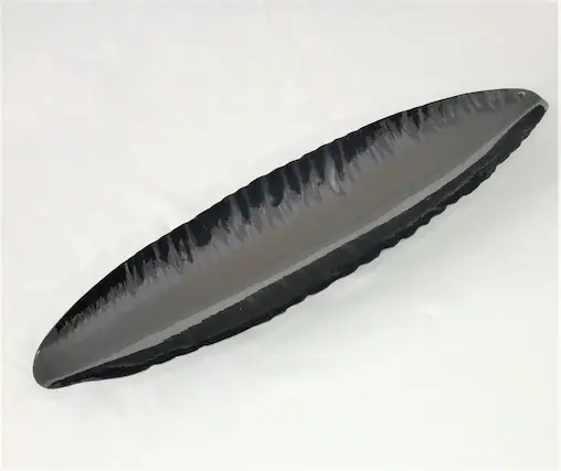Front. Jiallo - Canoe shape serving tray gun metal finish, large - Gun Metal.