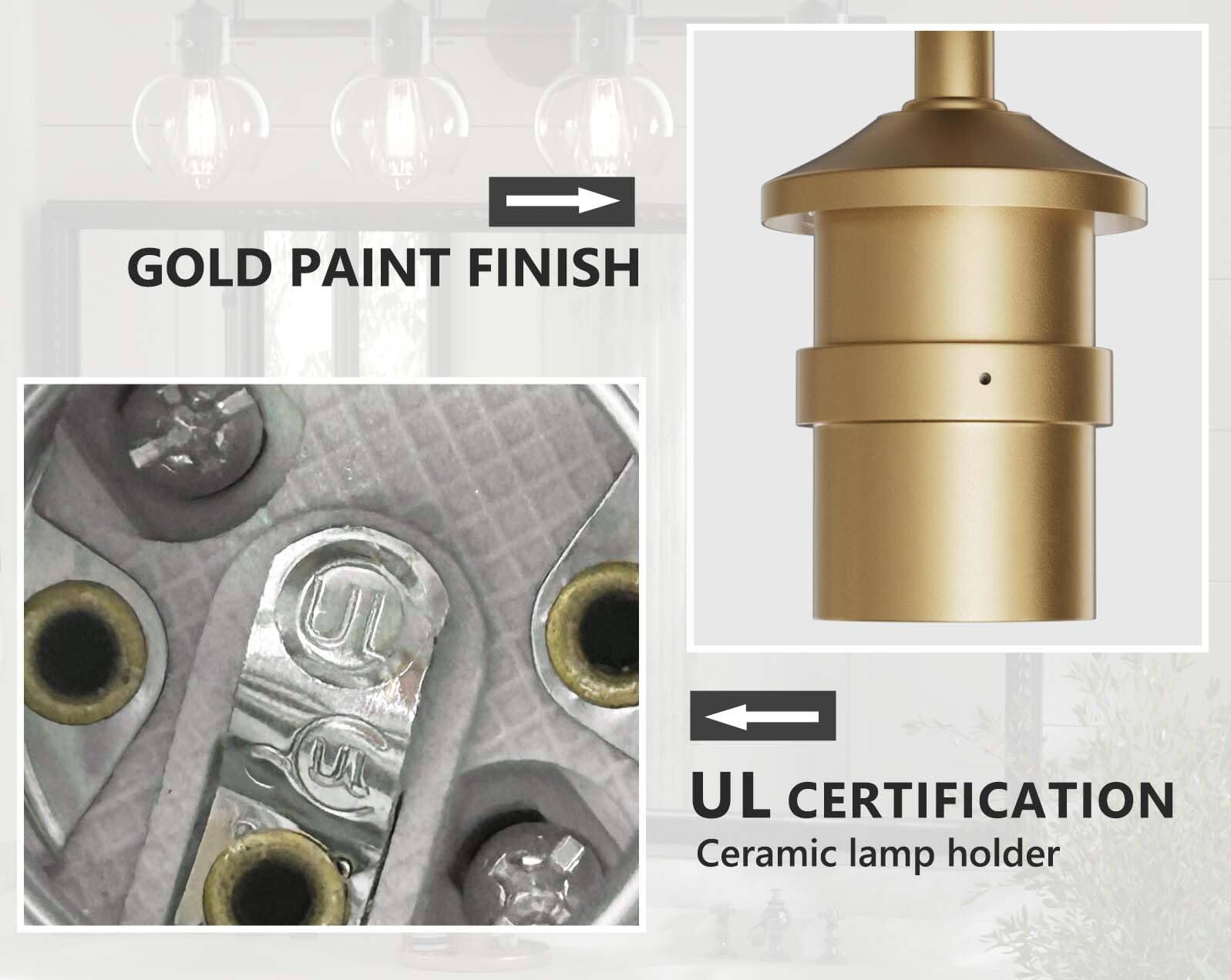 GOLD PAINT FINISH  
UL CERTIFICATION  
Ceramic lamp holder