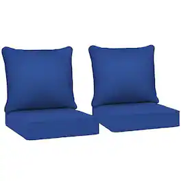 PULUZ - Patio Chair Cushions Set of 2 with Seat & Backrest, Fade Resistant Seat Replacement Cushion Set - Navy Blue