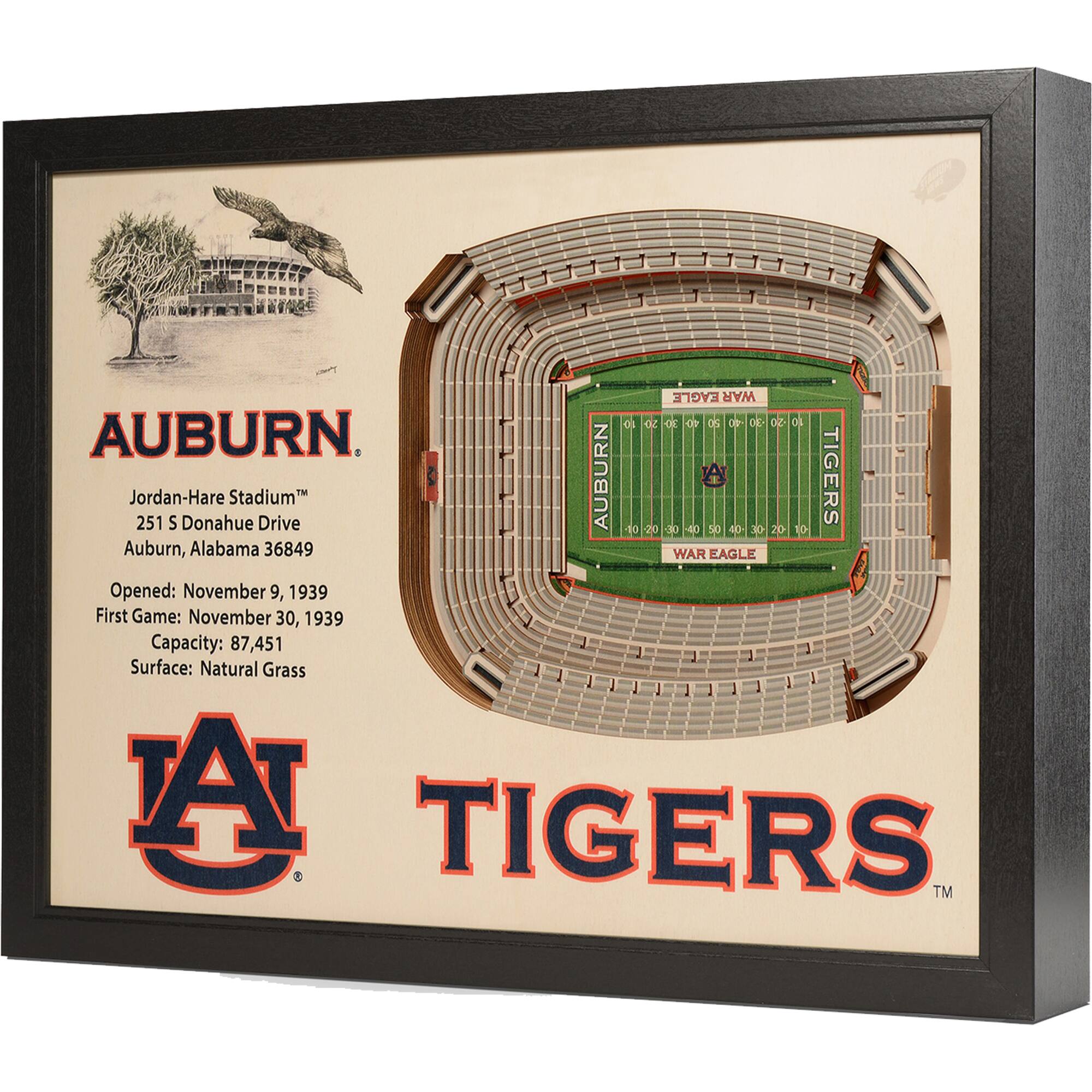 "YouTheFan - Auburn Tigers 25.5"" x 19.5"" Jordan-Hare Stadium Stadium Views Wall Art - Multicolor" price history on PriceWatchPro